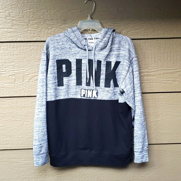 VS PINK Black & Gray Pink Victoria’s Secret Hoodie Size XS colorblock - Picture 1 of 5